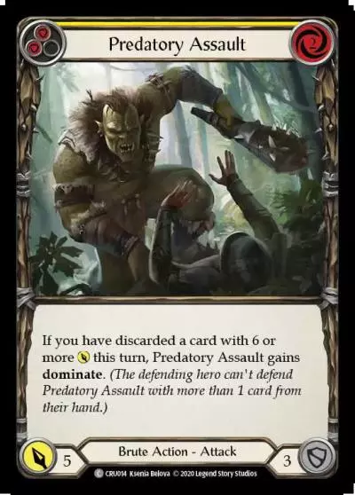 Predatory Assault YELLOW CRU014 - Crucible of War - Flesh and blood card