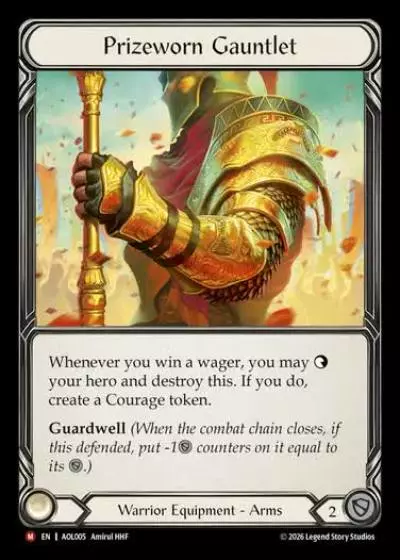 Prizeworn Gauntlet AOL005-RF - Armory Deck - Olympia, Prized Fighter - Flesh and blood card