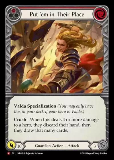 Put 'Em In Their Place RED MPG018 - Mastery Pack Guardian - Flesh and blood card