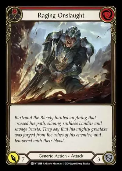 Raging Onslaught RED R-WTR188 - Welcome to Rathe - Unlimited Revised - Flesh and blood card