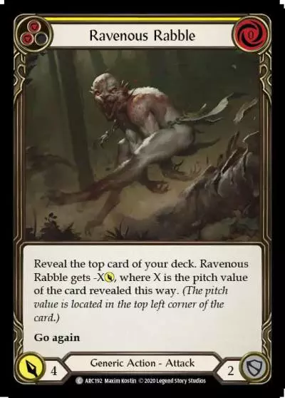 Ravenous Rabble YELLOW U-ARC192-RF - Arcane Rising - Unlimited - Flesh and blood card