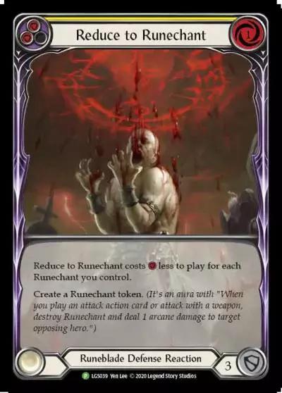 Reduce to Runechant YELLOW LGS039-RF - Armory - Season 3 - Flesh and blood card