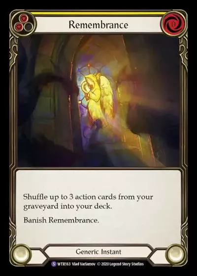 Remembrance YELLOW R-WTR163 - Welcome to Rathe - Unlimited Revised - Flesh and blood card