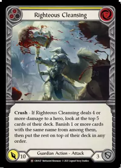 Righteous Cleansing YELLOW U-CRU027-RF - Crucible of War - Unlimited - Flesh and blood card