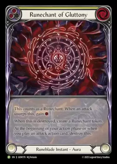 Runechant of Gluttony GEM179-RF - GEM - Pack 5 - Flesh and blood card