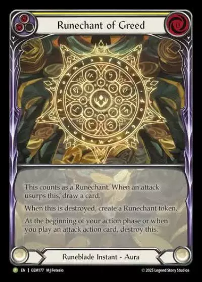 Runechant of Greed GEM177-RF - GEM - Pack 5 - Flesh and blood card