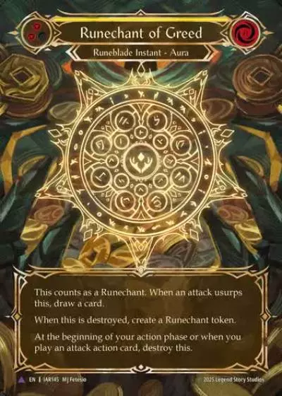 Runechant of Greed IAR145-MV - Omens of the Third Age - Flesh and blood card