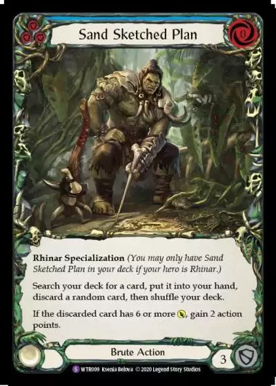 Sand Sketched Plan BLUE U-WTR009-RF - Welcome to Rathe - Unlimited - Flesh and blood card