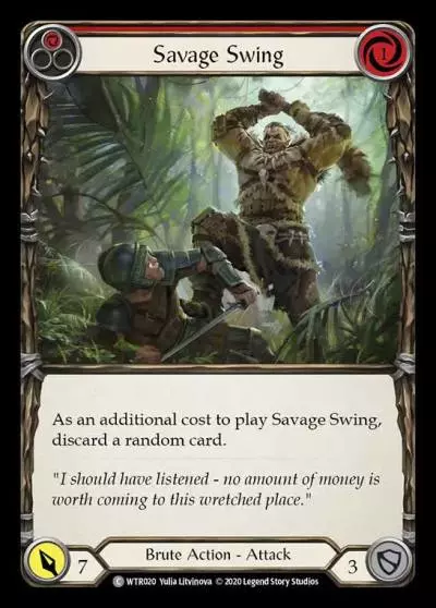 Savage Swing RED R-WTR020 - Welcome to Rathe - Unlimited Revised - Flesh and blood card