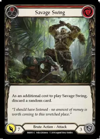 Savage Swing RED RNR011 - Rhinar, Reckless Rampage - Hero Deck - Flesh and blood card
