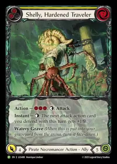 Shelly, Hardened Traveler YELLOW LGS408-RF - World Premiere - High Seas - Flesh and blood card