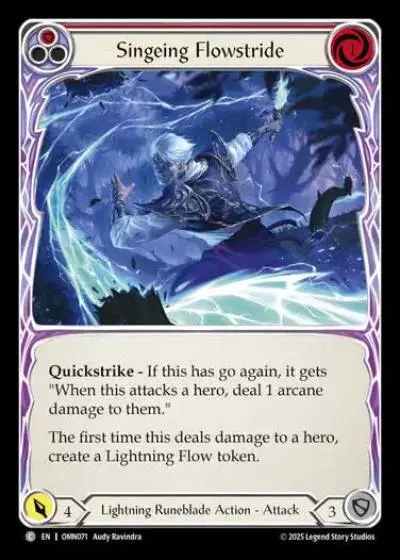 Singeing Flowstride OMN071 - Omens of the Third Age - Flesh and blood card