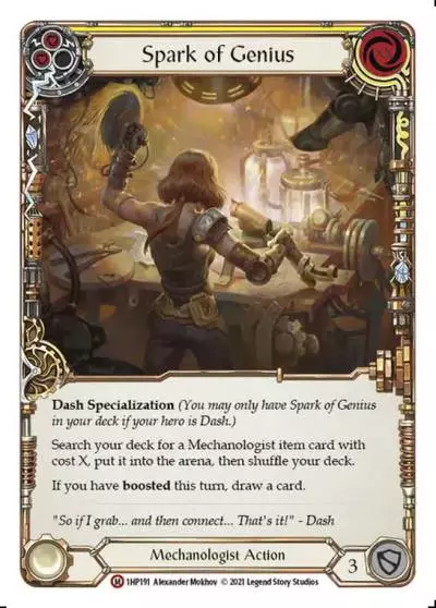Spark of Genius YELLOW 1HP191 - History Pack 1 - Flesh and blood card