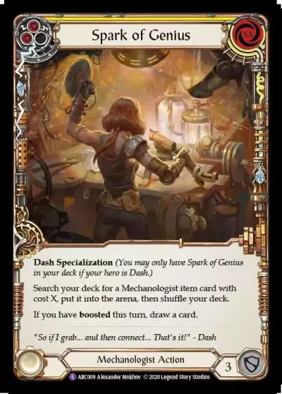 Spark of Genius YELLOW U-ARC009-RF - Arcane Rising - Unlimited - Flesh and blood card