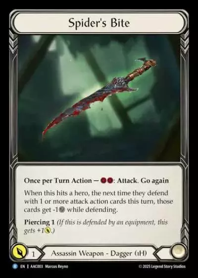 Spider's Bite AAC003 - Armory Deck - Arakni, 5L!p3d 7hRu 7h3 cR4X - Flesh and blood card