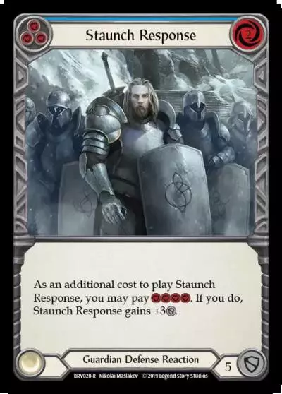 Staunch Response BLUE BVO020 - Bravo, Showstopper - Hero Deck - Flesh and blood card