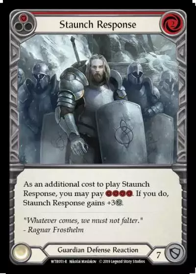 Staunch Response RED WTR051 - Welcome to Rathe - Flesh and blood card