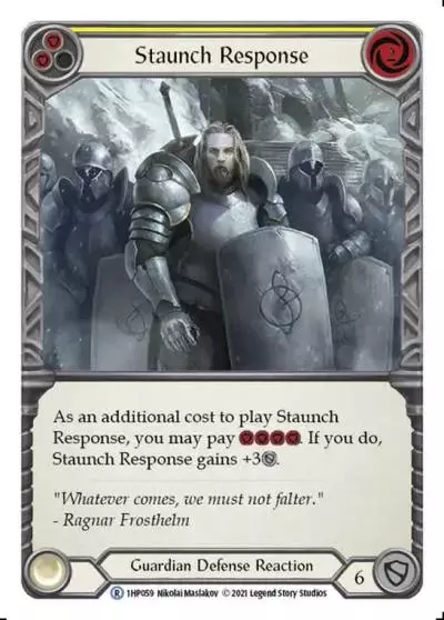 Staunch Response YELLOW 1HP059 - History Pack 1 - Flesh and blood card