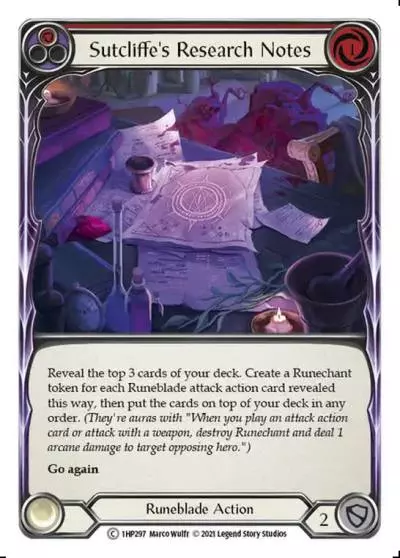 Sutcliffe's Research Notes RED 1HP297 - History Pack 1 - Flesh and blood card