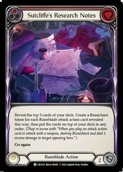 Sutcliffe's Research Notes RED CRU154 - Crucible of War - Flesh and blood card