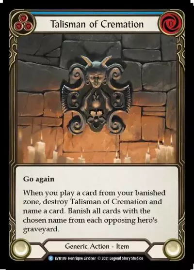 Talisman of Cremation BLUE EVR189 - Everfest - Flesh and blood card