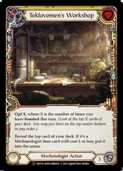 Teklovossen's Workshop YELLOW U-CRU116-RF - Crucible of War - Unlimited - Flesh and blood card