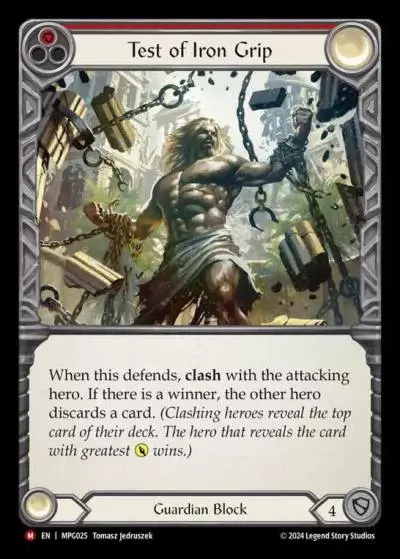 Test of Iron Grip RED MPG025 - Mastery Pack Guardian - Flesh and blood card
