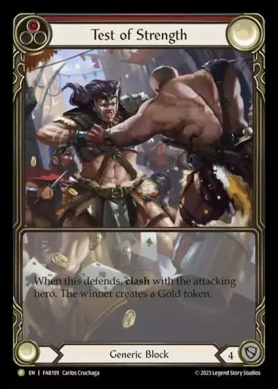 Test of Strength RED FAB199-RF - Marketing - TCG Player Heavy Hitters - Flesh and blood card