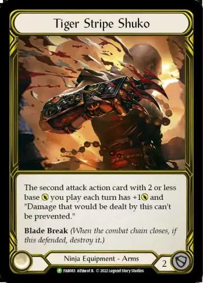 Tiger Stripe Shuko FAB083-GF - Premier Organized Play - Uprising - Flesh and blood card