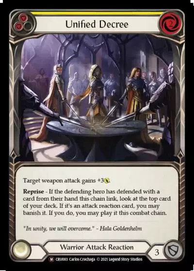 Unified Decree YELLOW U-CRU083-RF - Crucible of War - Unlimited - Flesh and blood card