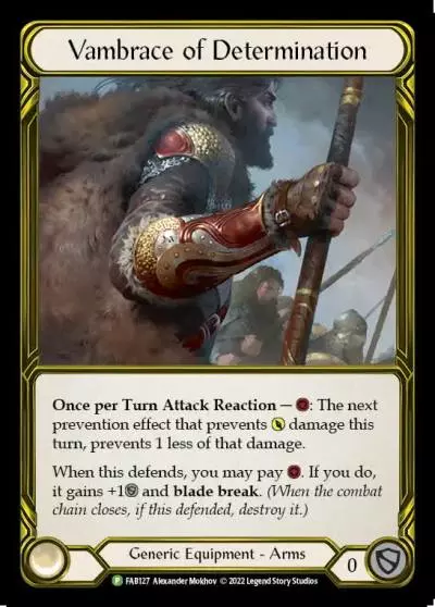Vambrace of Determination FAB127-GF - Premier Organized Play - Outsiders - Flesh and blood card
