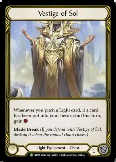 Vestige of Sol FAB017-GF - Premier Organized Play - Monarch - Flesh and blood card