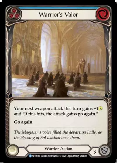Warrior's Valor BLUE U-WTR131-RF - Welcome to Rathe - Unlimited - Flesh and blood card