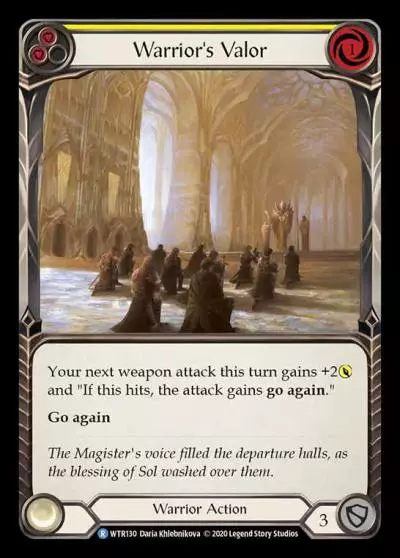 Warrior's Valor YELLOW R-WTR130 - Welcome to Rathe - Unlimited Revised - Flesh and blood card