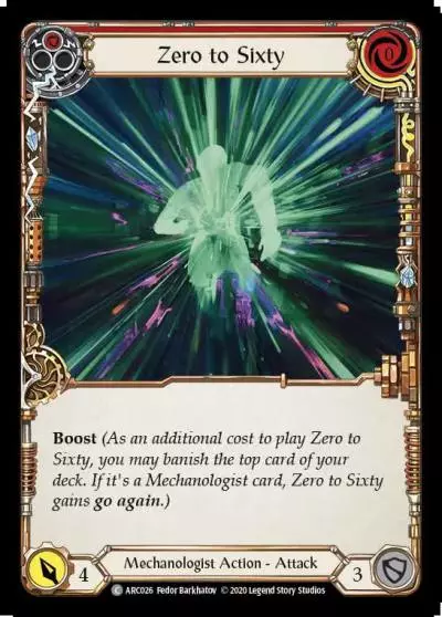 Zero to Sixty RED U-ARC026-RF - Arcane Rising - Unlimited - Flesh and blood card
