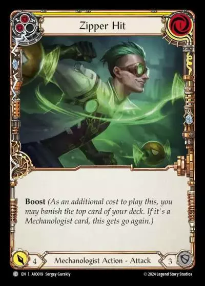 Zipper Hit YELLOW AIO019 - Armory Deck - Dash I/O - Flesh and blood card