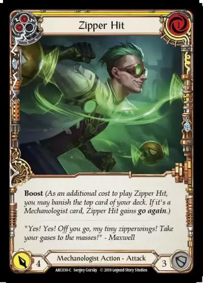 Zipper Hit YELLOW ARC030 - Arcane Rising - Flesh and blood card